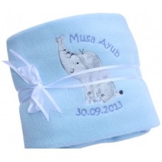 Baby Boy Personalised Embroidered Blanket Cute Elephant Design